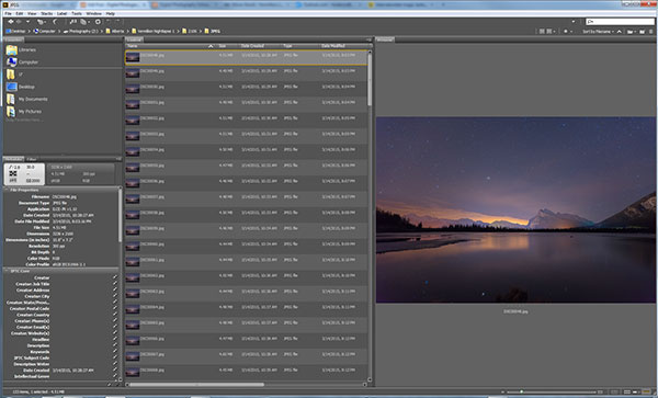 Adobe Bridge可以让我们快速预览星轨迹间隔拍摄